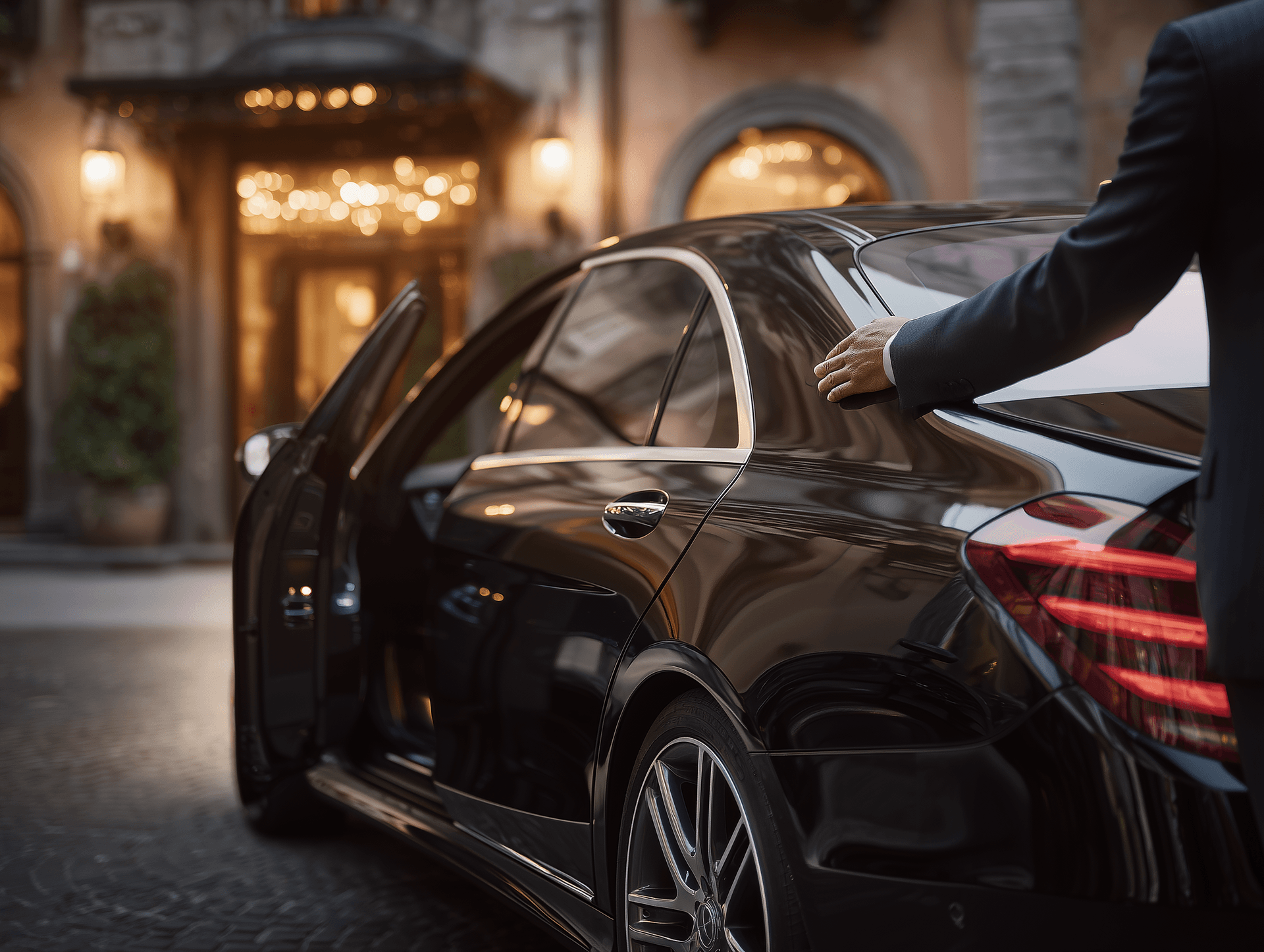 Professional driver assisting client at airport